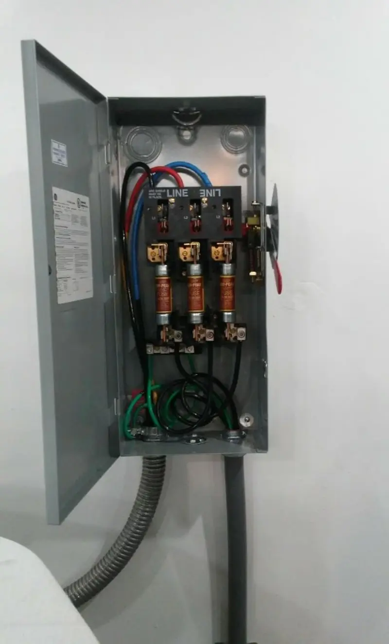 Three-phase disconnect switch installed for Electrical Wiring & Rewiring in Bolton